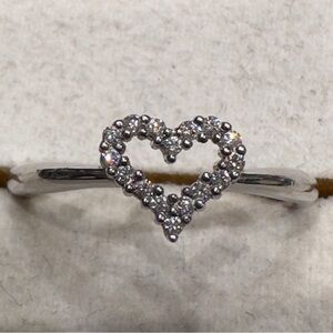 Tiffany & Co Heart 0.06ct Diamond Ring Platinum Size5.65 $2300